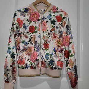 NATHALIE LÉTÉ x H&M. Bomber jacket in shimmering satin with FLORAL pattern